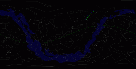 Путь астероида 1990 SS по московскому небу