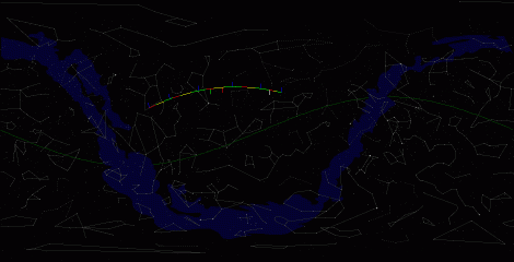 Путь астероида 1998 CS1 по московскому небу