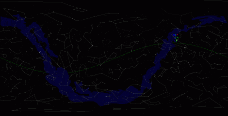 Путь астероида 1998 MQ по московскому небу