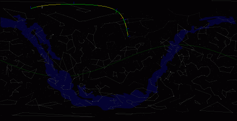Путь астероида 1998 UO1 по московскому небу