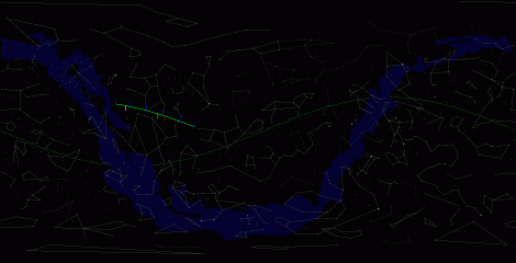 Путь астероида 1998 UO1 по московскому небу
