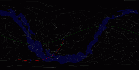 Путь астероида 1999 AQ10 по московскому небу