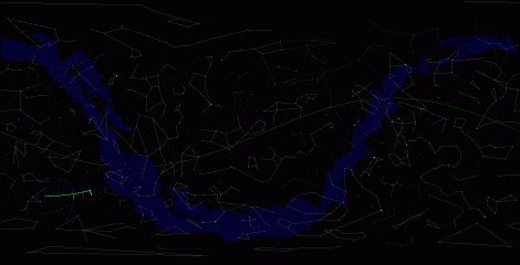 Путь астероида 1999 HE1 по московскому небу