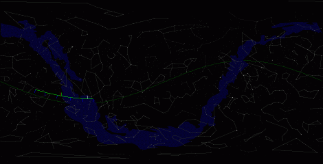 Путь астероида 1999 MN по московскому небу
