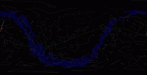 Путь астероида 2000 UJ1 по московскому небу