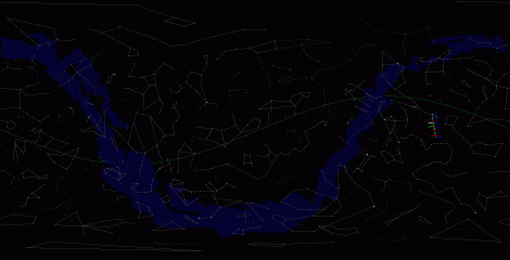 Путь астероида 2000 XK44 по московскому небу