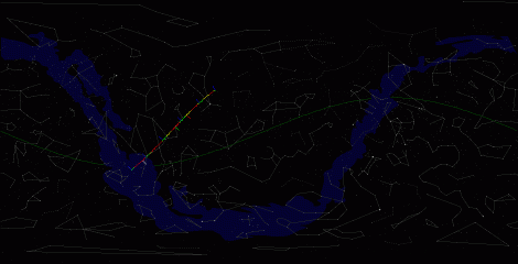 Путь астероида 2001 FE90 по московскому небу