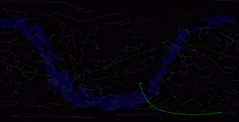 Путь астероида 2001 PT9 по московскому небу