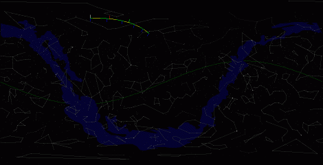 Путь астероида 2005 GN59 по московскому небу