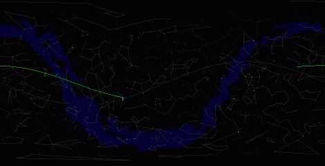 Путь астероида 2005 YU55 по московскому небу