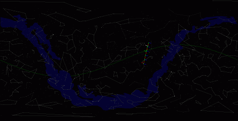 Путь астероида 2008 EV5 по московскому небу