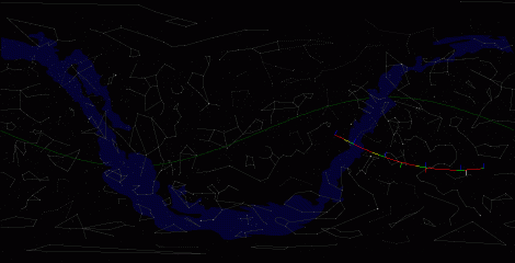 Путь астероида 2008 RW24 по московскому небу