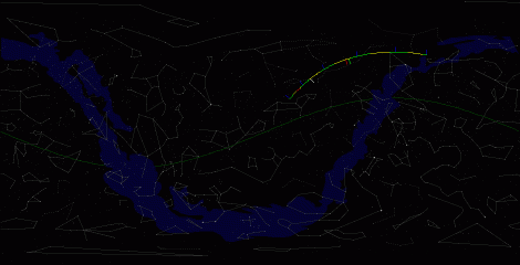 Путь астероида 2008 SV11 по московскому небу