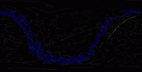 Путь астероида 2008 TT26 по московскому небу