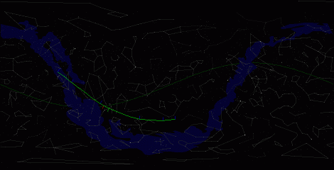 Путь астероида 2009 KW2 по московскому небу