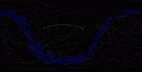 Путь астероида 2010 BC по московскому небу