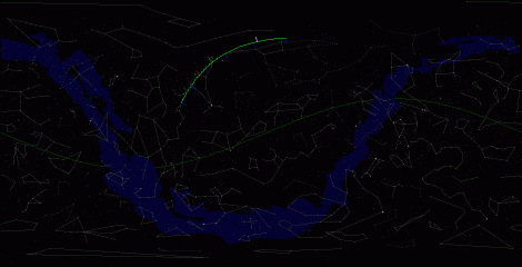 Путь астероида 2010 JL33 по московскому небу