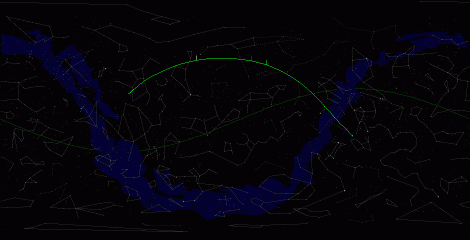 Путь астероида 2010 KV39 по московскому небу