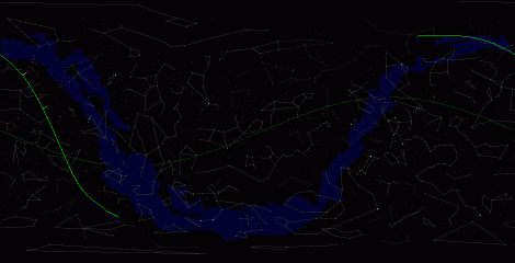 Путь астероида 2010 UJ7 по московскому небу