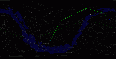 Путь астероида 2010 WA по московскому небу
